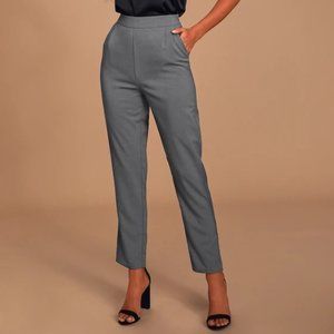 Grey High-Waisted Trouser Pants
